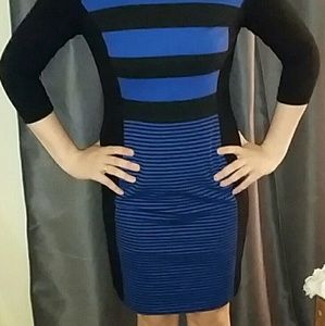 Vince Camuto Black and Blue Striped dress
